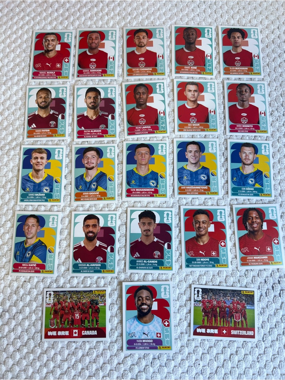Lot of 23 Panini World Cup Player Sticker
